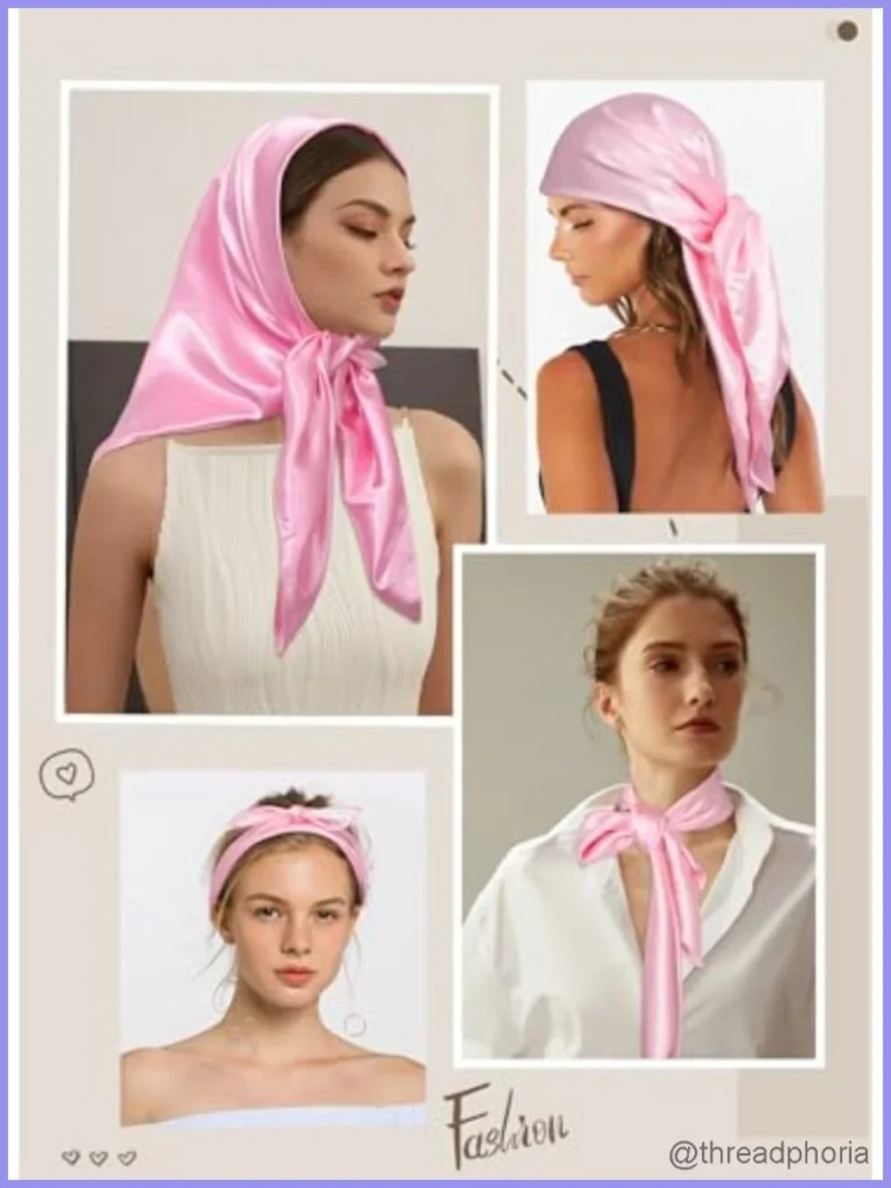 2Pc 35in Satin Silk Like Head Scarf Square Bandana Hair Wrap for Women